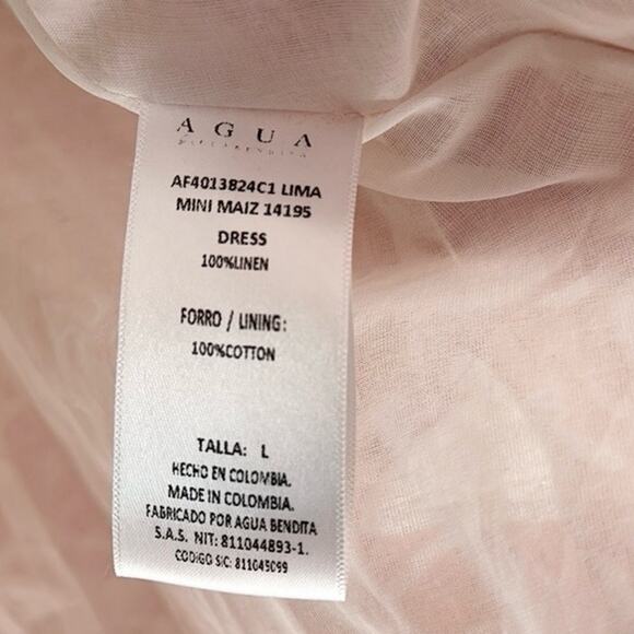 Agua Bendita Lima Maiz Hand‑Embroidered Linen Dress Red Size L - Picture 11 of 11